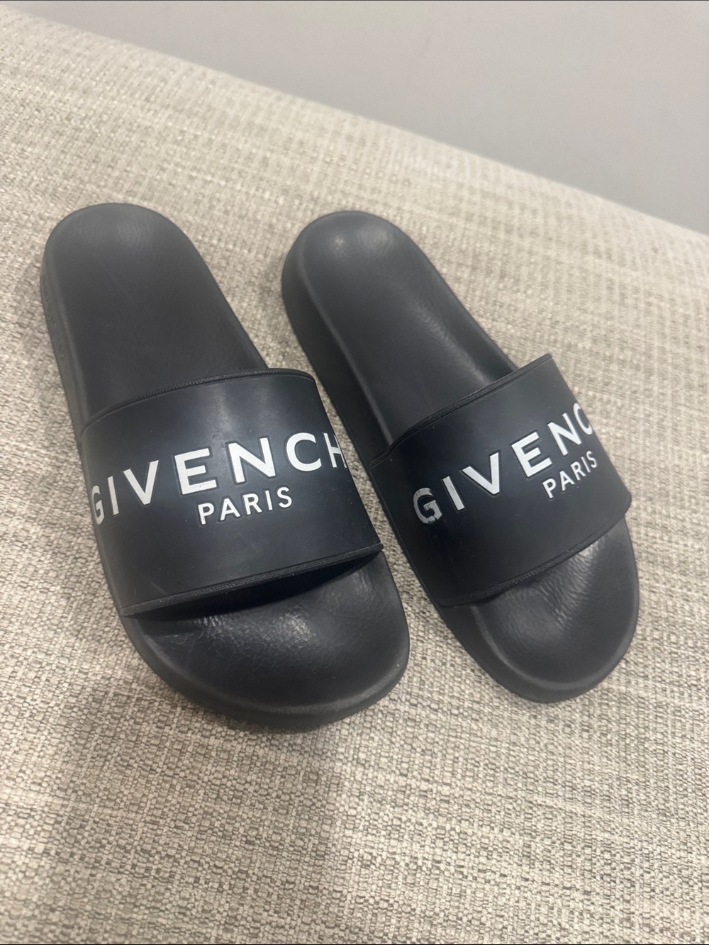 Givenchy Black Slide Sandals with White Logo for Men